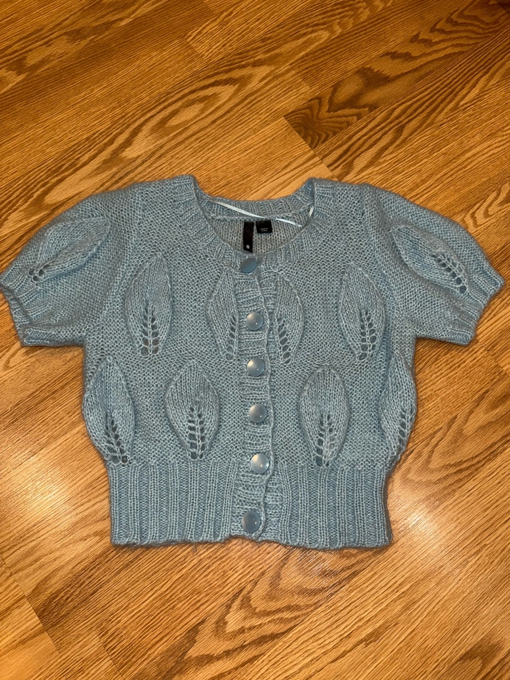 H&M Divided light blue Mohair blend Short Sleeve Cardigan size 6